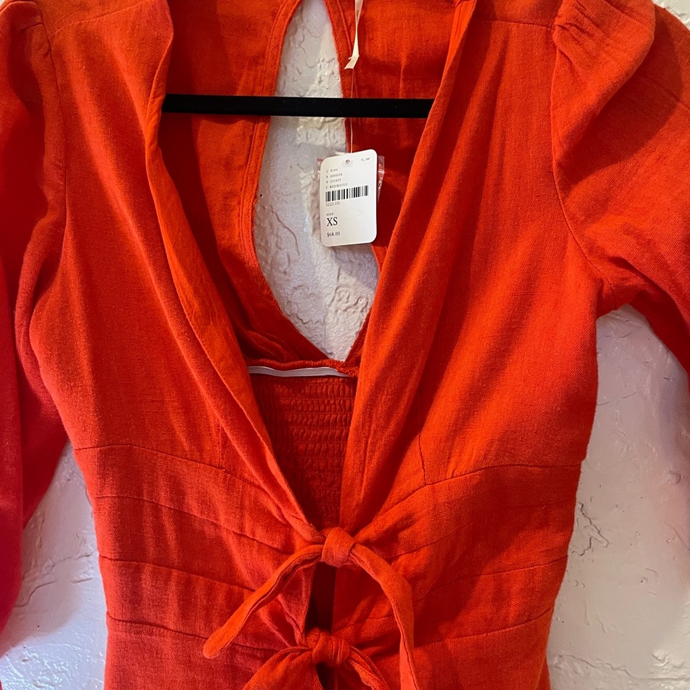 Free People Red Mini Dress with Front Tie - Picture 2 of 6